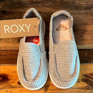 Roxy Minnow Kids Slip-On Shoes Size 11 Gray Glitter White NEW